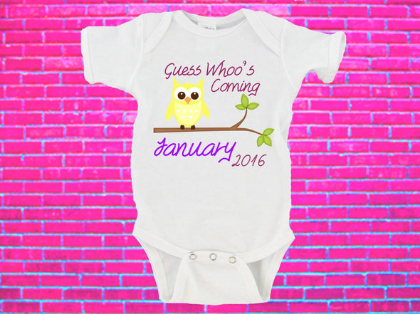  'Guess Whoo's Coming....' Baby Onesie